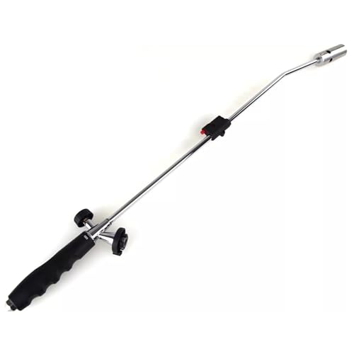 Weed Burner with Adjustable Flame, 76cm Alloy Steel Garden Torch, Permanent Weed Killer Tool, Black (Weed Burner only)