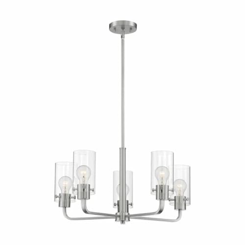 Image of Nuvo 60 /7275 Sommerset 5-Light Chandelier with Clear Glass - Matte Black Finish