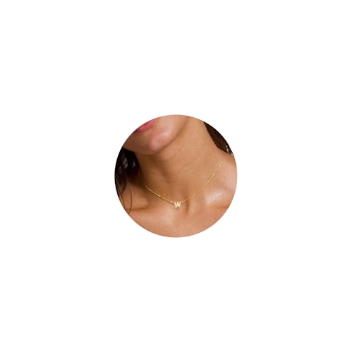 Initial Heart Necklaces for Women - Dainty Cute Necklace Small Layered 14K Gold Plated A-Z Letter CZ Pendant Trendy Satellite Chain Necklaces for Women Non Tarnish Gold Jewelry Set Gift