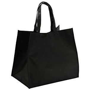 Tosnail 15 Pack Large Reusable Grocery Tote Bags with Handles, Foldable Non-Woven Shopping Bags, 33x38x24cm - Black