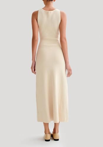 Image of Famnbro Womens Elegant Dress Knit Sleeveless 2025 Summer Button Bodycon Office Work Business Casual Dresses