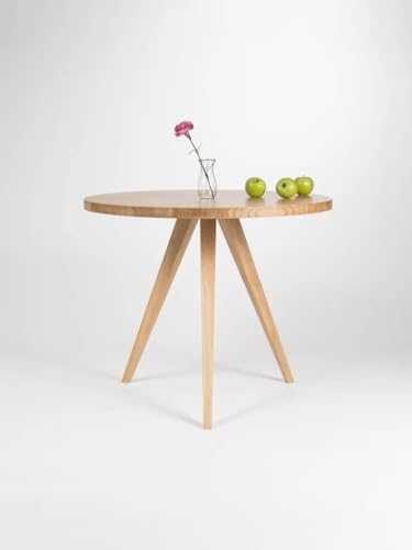 Image of Solid Wooden 2 Seater Round Dining Table for Living Room, Dining Room, Hotel, Restaurant & Home, Natural Finish, (78.74 x 78.74 x 76.2 CM)