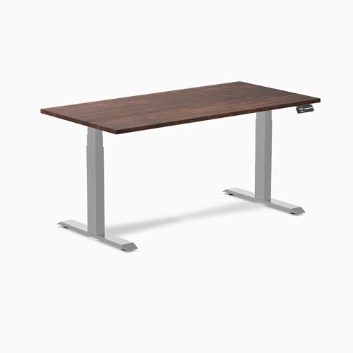 Image of Desky Electric Standing Desk, 60 x 30 inch Softwood Height Adjustable Sit Stand Desk, Dual Motor, Memory Presets, Ergonomic Workstation for Home Office - American Rustic Pine Wood Top