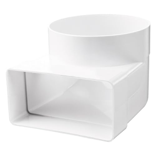 Canal plano, sistema de ventilación, calefacción, refrigeración, PVC, elemento de ventilación, redondo, cuadrado, arco de canal, vertical, horizontal, plano, redondo, pieza en T, placa de pared blanca