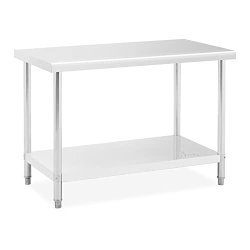Royal Catering RCAT-120/60-NW Table de Travail INOX (120 x 60 cm, Capacité de Charge 250kg, Pieds réglables, Acier Inoxydable)
