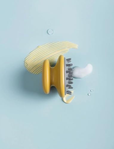 Image of ovo Baby Hair & Scalp Massager Brush with Oil /Shampoo Compartment & Soft Silicone Bristles | Head Massager for Scalp Massage | Hair Massager for Hair Growth | Dandruff Removal Tool for Men & Women (sunshine yellow) (Sunshine Yellow)