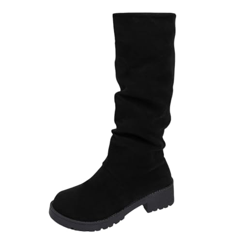 Botas de Media Caña para Mujer Botines Planos largas Informales con tacón bloque Estable y Comodo cremallera lateral cómodos invierno Ideales Temporada Otono