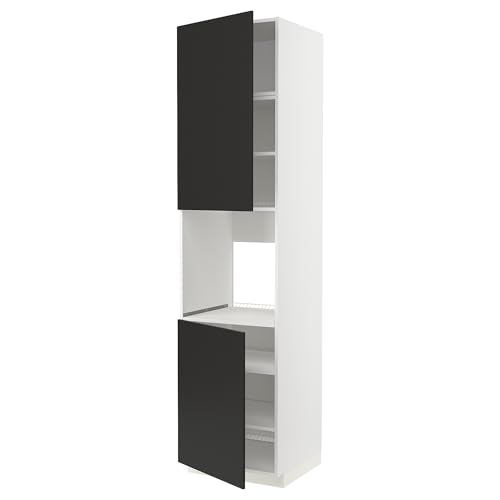 ProTuning HOMEMETOD Horno de cabina alta con 2 puertas/estantes, blanco/Nickebo antracita mate, 60x60x240 cm