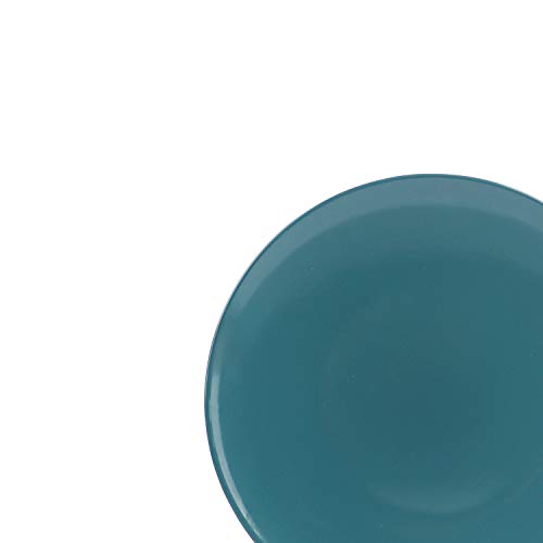 Amazon Basics 18-Piece Stoneware Dinnerware Set, Service for 6, Microwave and Dishwasher Safe, Plates and Bowls, Deep Teal view 2