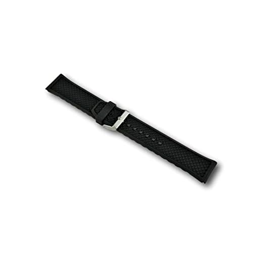 Uhren Pevak® Kautschuk Uhrenarmband Schwarz 22mm mit Edelstahl Schließe - Passend für Citizen, Seiko, Casio, Michael Kors, Fossil - Wasserfest ideal für Sport- & Taucheruhren
