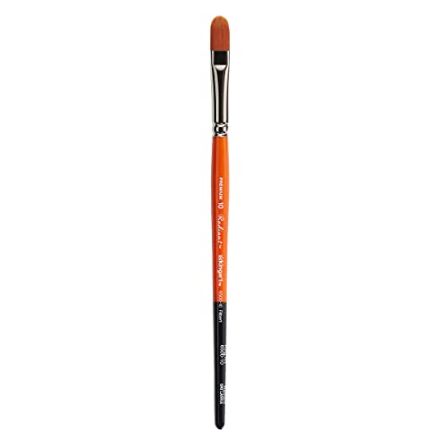 KINGART Premium Radiant 6500-10 Filbert Series Artist Brush, Synthetic Taklon Hair, Short Handle, Acrylic, Oil and Watercolor Painting, Size 10