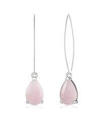 Teardrop-White Gold Plated Rose Quartz