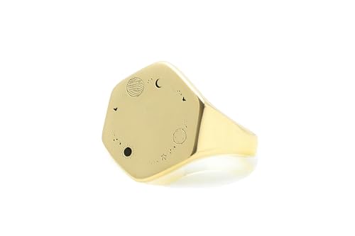 Bague geek or 14k hexagonale bague chevalier espace et astronomie