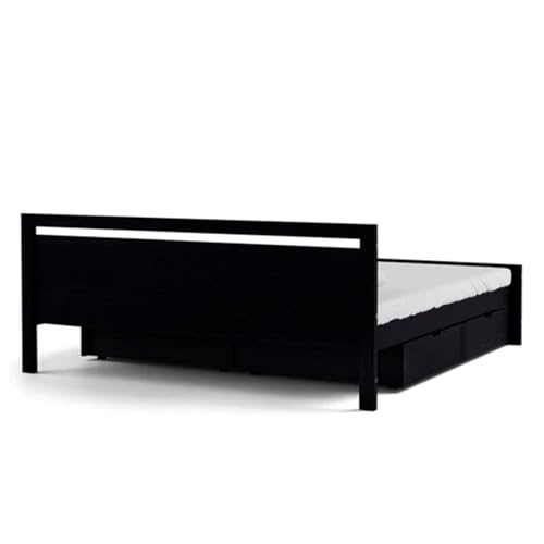 Image of Torque Mathew Engineered Wood Queen Size Bed with Storage Drawer - Brown | Wooden Palang Diwan Cot for Living Room Furniture | Double Bed for Sleeping