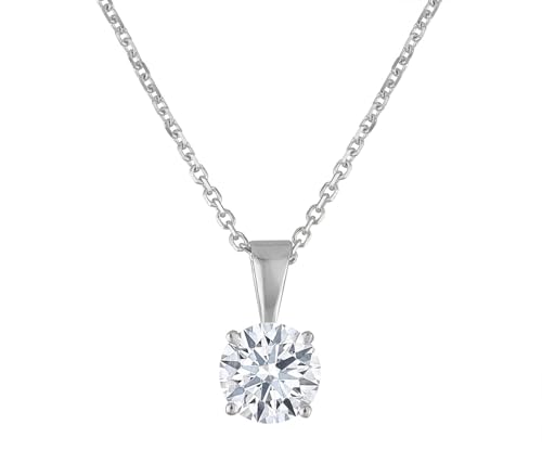 Certified Diamond Necklace for Women - Lab Grown Solitaire Necklace with Solid 14K Gold Chain, Stunning Lab Diamond Pendant in 1/2-1.0 Carat, Premium Signature Jewelry Collection