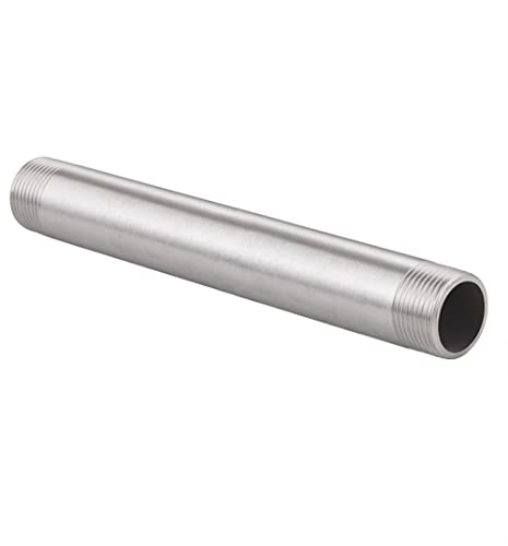 Hgzaccompany 304 Stainless Steel Cast Pipe Fitting, 3/4\" NPT x 3/4\" NPT Male Threaded Nipple Pipe,8\" Length