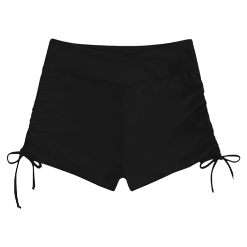 Women Swim Shorts Tummy Control High Waisted Swimming Custome Bottoms Swimsuits Board Beach Shorts Ladies Swim Trunks Black - Image 6