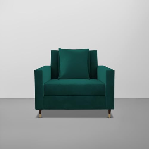 Image of Casaliving Garcia 1 Seater Sofa Set for Living Room (Pine in Colour) Premium Fabric Sofa