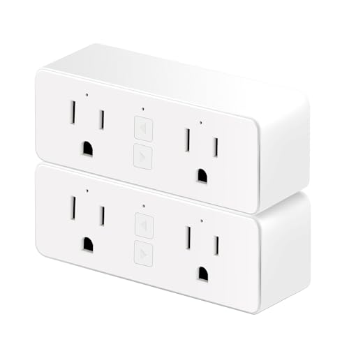 Dual Smart Plug, 15A WiFi Outlet Extender, Smartlife App Control, Schedule Timer Function, 2-in-1 Compatible with Alexa, Google Home Assistant, No Hub Required, ETL&FCC, 2.4G WiFi Only, 2-Pack
