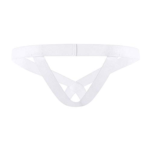 AGJGFM Men's Jockstrap Lingerie Elastic Suspensory Stretchy Bikini Briefs T-Back Thongs Underwear White2