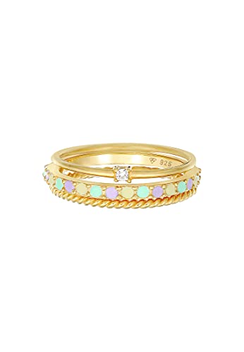Bague torsadée Elli set moderne multicolore en argent 925 et émail - 2