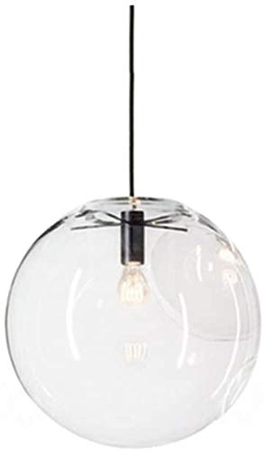 H XD GLOBAL E27 Industrial Clear Glass Globe Shade Pendant Lighting Modern Kitchen LOFT Hanging Light-1 Light (15cm)