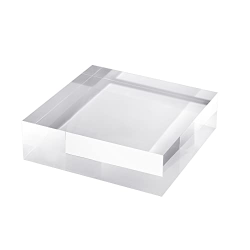 CiaoHER 2in Thickness Solid Acrylic Cube Display Block Clear Polished Pedestal Stand Riser Solid Base 2'' x 5