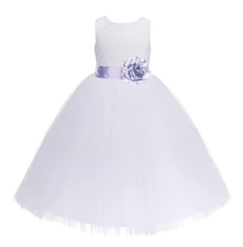 White Heart Cutout Floral Lace Junior Flower Girl Dress Girl Lace Dress 172T2
