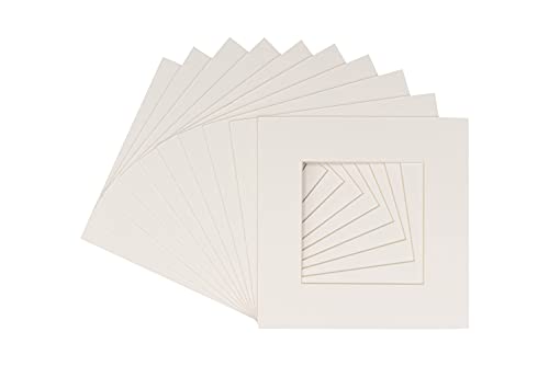 CountryArtHouse Textured White Acid Free 12x12 Square Picture Frame Mat with White Core Bevel Cut for 8x8 Pictures - Fits 12x12 Frame - Pack of 1 Matboard