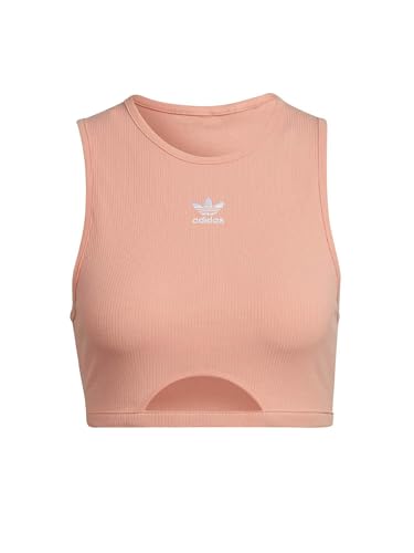 adidas Originals Rib Tank Top Womens Adicolor Bra Top Ambient Blush H20361 (UK, Numeric, 8, Regular, Regular, Peach)