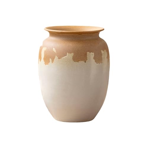 Two Tone Ceramic Vase - Distressed Rustic Table Vase, Decorative