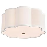 Bargeni Flush Mount Ceiling Light, 13-inch Drum Ceiling Light with Cream White Fabric Shade, 3-Light Fixture for Nursery, Kids Room, Bedroom, Hallway