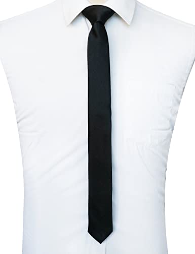 Seidenkrawatte JemyGins Herren Krawatte 5CM in Schwarz Satin