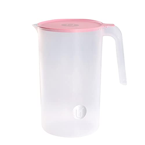 1Pcs Plastic Water Jug for Cold Water Juice Milk Drinks, Large Capacity Easy Cleaning PP Pitcher Plastic Straining Pitcher Water Bottles Pink S