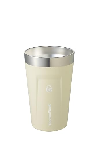 タケヤ公式 タンブラー 500ml 真空 断熱 二重構造 Thermo Flask スタックタンブラー ステンレス 保冷 保温 熱湯 目盛り シリコーンバンパー 付き キャンプ スポーツ ワークアウト アウトドア サーモフラスク TAKEYA アイボリー