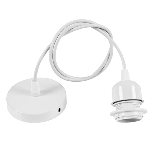 Niviy Cable Suspension Luminaire Blanc Douille Ampoule Plafond avec Cable de 100 cm E27 Porte Lampe Suspension Douille e27 avec Fixation Plafonnier Accessoire pour...