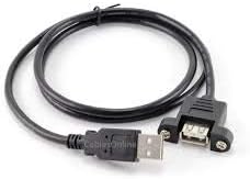 1598-06C USB Panel-Mount Type A Cable, 6 Foot USB Female with Mounting Ears to USB B Male