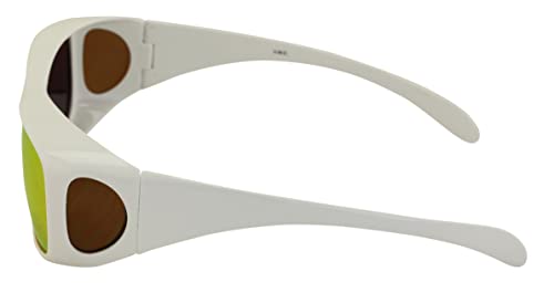 V.W.E. Polarized Fit Over Glasses Sunglasses 63mm Rectangular Frame White Black Mirror2