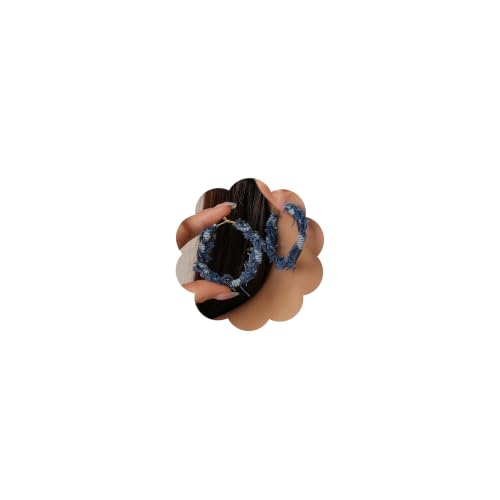 Denim Hoop Earrings for Women Large Circle Round Statement Exaggerated Geometric Hoop Fabric Denim Earrings Punk JewelryDark Blue