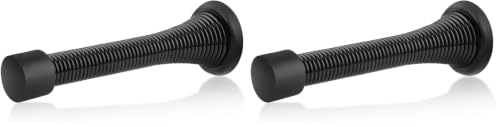 Image of HOMOTEK 24 Pack Black Spring Door Stops,3-1 /8 inch Heavy Duty - Flexible Door Stopper with Low Mounted Black Rubber Bumper Tips