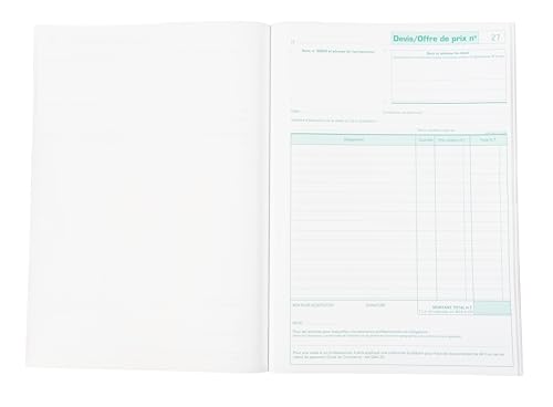 Exacompta 13148E 5er Pack Angebotsblock 50 nummerierte und selbstdurchschreibende Blätter in 2 Exemplaren (1 Original + 1 Kopie) DIN A4-Format auf französisch