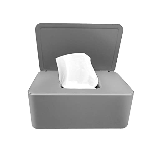 Porta Toallitas Bebe, Gris Caja Toallitas Bebe, Dispensador Toallitas Bebe con Cubierta de Polvo, Caja para Toallitas Humedas Adecuado para Escritorio Aire Libre Viajes