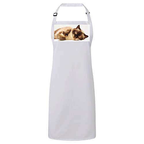 Tablier cuisine blanc chaton siamois pour cuisiner en mode relax et chill