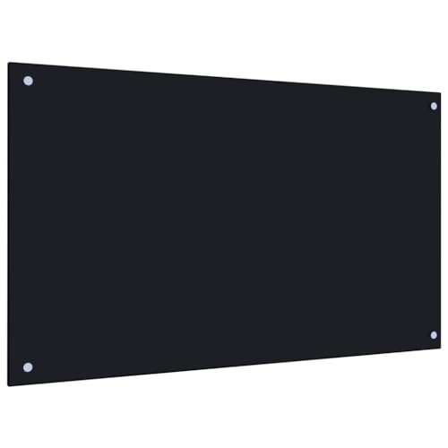 AUVYI Küchenrückwand aus Hartglas 100x60 cm Schwarz Spritzschutz Glas Herd Spritzschutz Glas Spritzschutz Küche Glas Spritzschutz Hinter Herd Küchen Wandschutz Glasplatte Küche
