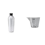 OXO Steel Single Wall Cocktail Shaker & SteeL Angled Measuring Jigger