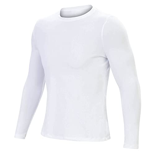 Dolfin Men's Solid Crew Neck Long Sleeve Rash Guard White 2X