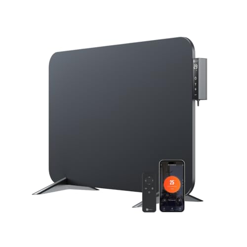 BR Bringer Infrared Space Heater with Smart Thermostat - Wall and Floor Mount, for smaller rooms - WiFi, App & Remote Control - No Noise & Energy Saving - German Brand - Color: Black