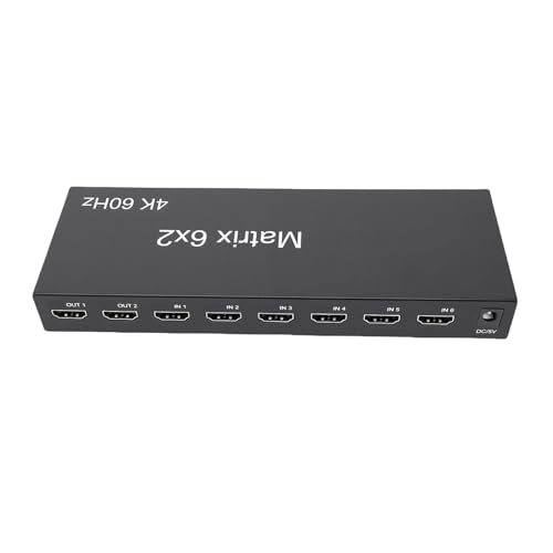 Bewinner Interfejsu Multimedialnego 4K 60 Hz 6x2 HD, Płynny Rozdzielacz Wideo z Optycznym Wyjściem SPDIF 3,5 Mm, Pilot do Projektorów z Dwoma Wyświetlaczami (wtyczka UE)