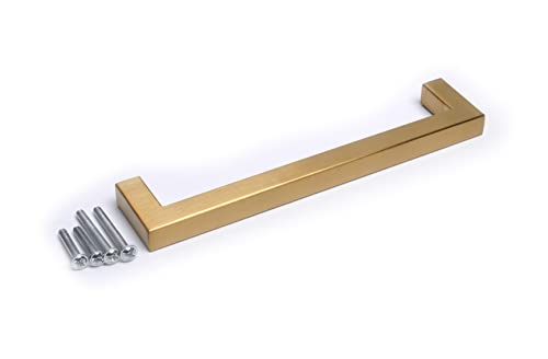 BSM Marketing Gold Finish Square Modern Kitchen Cupboard Cabinet Drawer Bar Door Handle Knob (1, 192mm) - Image 4