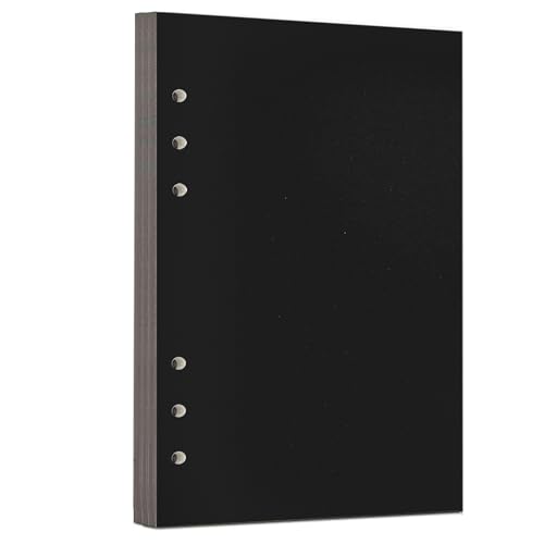 Image of Zelten Loose Leaf Punched Paper Refills Paper for 6 Hole Binder Personal Organizer Diary Notebook Refillable Planner (Black Cardstock,A5 /6 Hole)